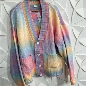 Pacsun colour range new pastel rainbow cardigan. Size large NWT